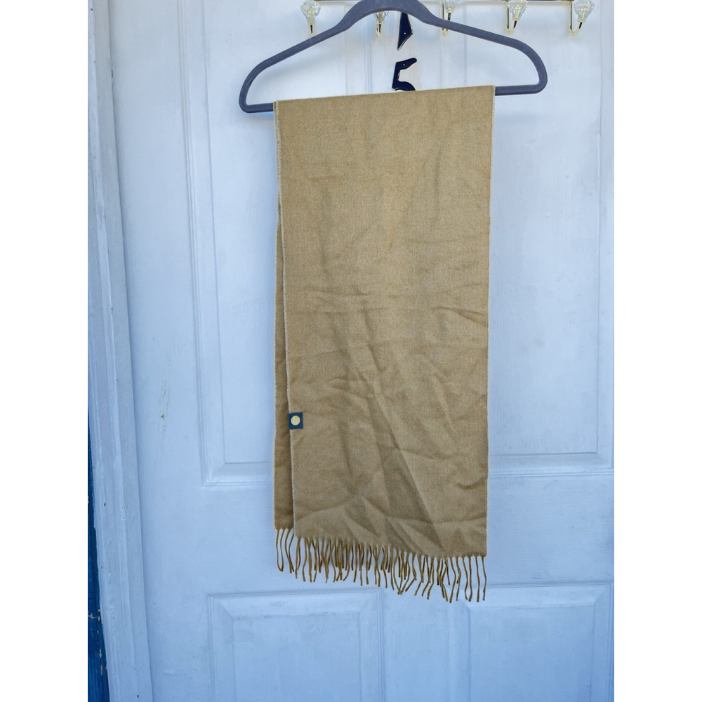 Baby Alpaca Scarf Solid Camel Beige Soft Warm Fringe Peru - Picture 9 of 15